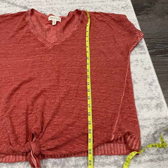 Cloth & Stone by Anthropologie Red Tie Linen Short Sleeve Shirt - Picture 11 of 11